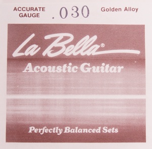 La Bella GW030 Golden Alloy Отдельная струна для акустической гитары, 030, бронза, La Bella