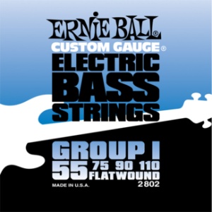 Ernie Ball P02802 FlatWound Group I Комплект струн для бас-гитары, 55-110, сталь, Ernie Ball