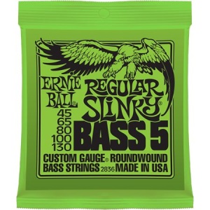 Ernie Ball P02836 Regular Slinky Bass Комплект струн для 5-струнной бас-гитары, 45-130, никель, Erni