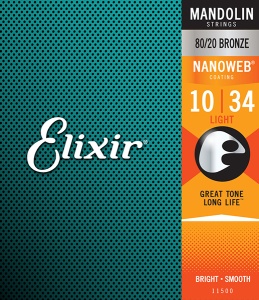 Elixir 11500 NANOWEB Комплект струн для мандолины, Light, 10-34, Elixir