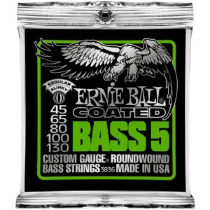 Ernie Ball P03836 Coated Regular Комплект струн для 5-струнной бас-гитары, с покрытием, 45-130, Erni