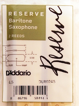 D'Addario Woodwinds Rico DLR0245 Reserve Трости для саксофона баритон, размер 4.5, 2шт, Rico