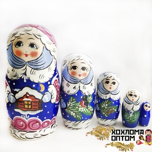 Хохлома LHM10180 Матрешка новогодняя "Снегурочка" 5 кукольная, Хохлома