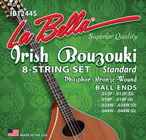 La Bella IB1244S Комплект струн для ирландского бузуки, фосф.бронза, 12-44, La Bella