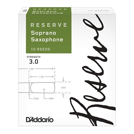 D'Addario Woodwinds Rico DIR1030 Reserve Трости для саксофона сопрано, размер 3.0, 10шт, Rico