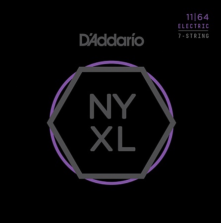 D'Addario NYXL1164 NYXL Комплект струн для 7-струнной электрогитары, Medium, 11-64, D'Addario