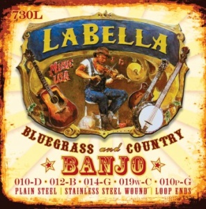 La Bella 730L-LE Banjo Комплект струн для 5-струнного банджо, нерж.сталь, Light, 10-10, петли, La Be