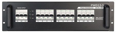 IMLIGHT PWD 12-3 (2U) - Блок распределения питания, 12 каналов по 16А, автоматы SCHRACK, выход - без