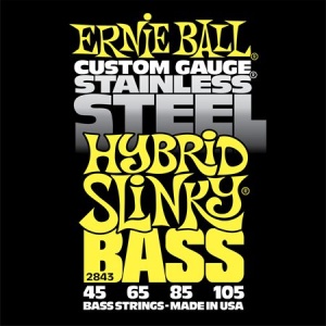 Ernie Ball P02843 Stainless Steel Hybrid Slinky Комплект струн для бас-гитары, 45-105, сталь, Ernie